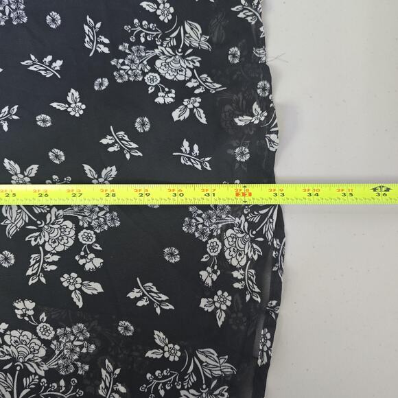 Timing Dress Women Medium Black Floral Bell Sleeve V Neck Boho Fairy y2k Chiffon - Picture 6 of 10
